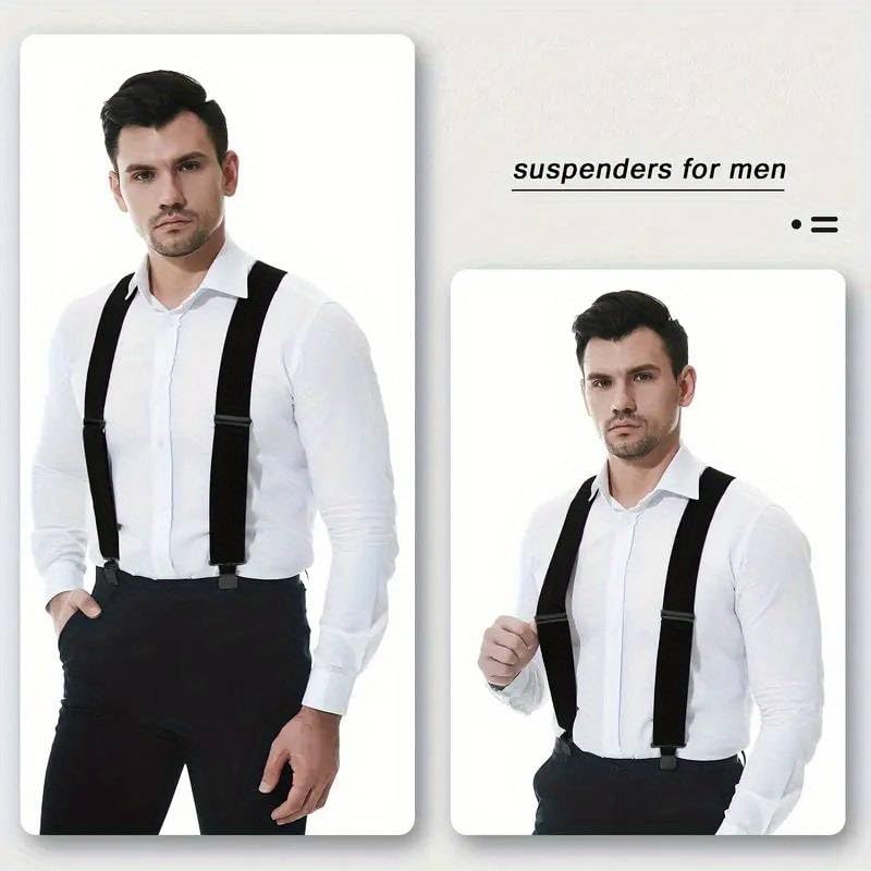 Boolavard Braces/Suspenders One Size Fully Adjustable Y Shaped With Strong Clips (Black) - Image 4